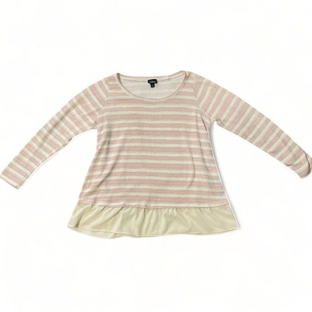 Torrid Ivory & Blush‎ Pink Stripe Sweater